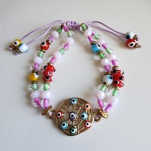Multicolor Evil Eye Beaded Bracelet